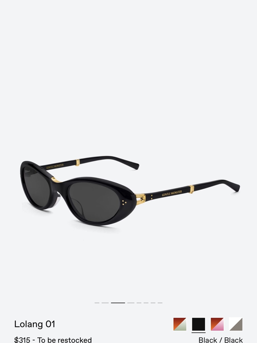 GENTLE MONSTER Black Cat-Eye Sunglasses with Gold Trim